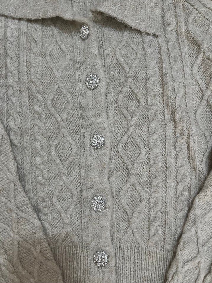 Gri Bohem Tarzı Örgü Kadın Hırka - Görsel 2