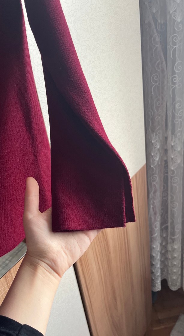 Bordo Düğmeli Midi Yün hırka - Görsel 4