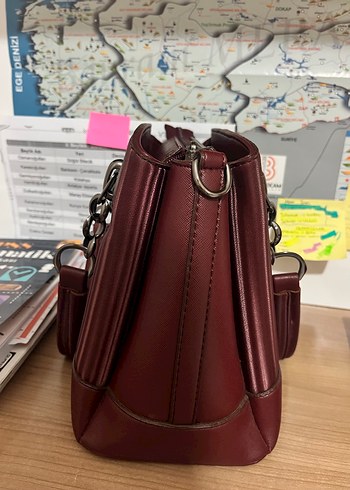 Bordo Deri Kadın Çanta - Görsel 2