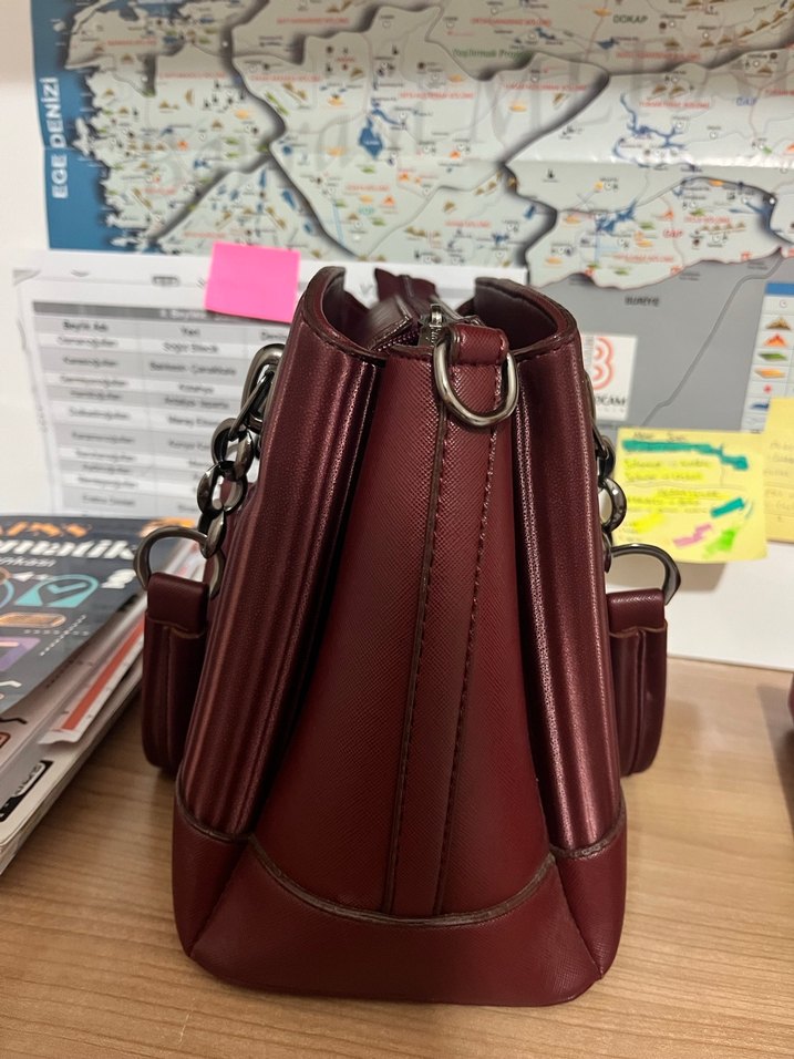 Bordo Deri Kadın Çanta - Görsel 2