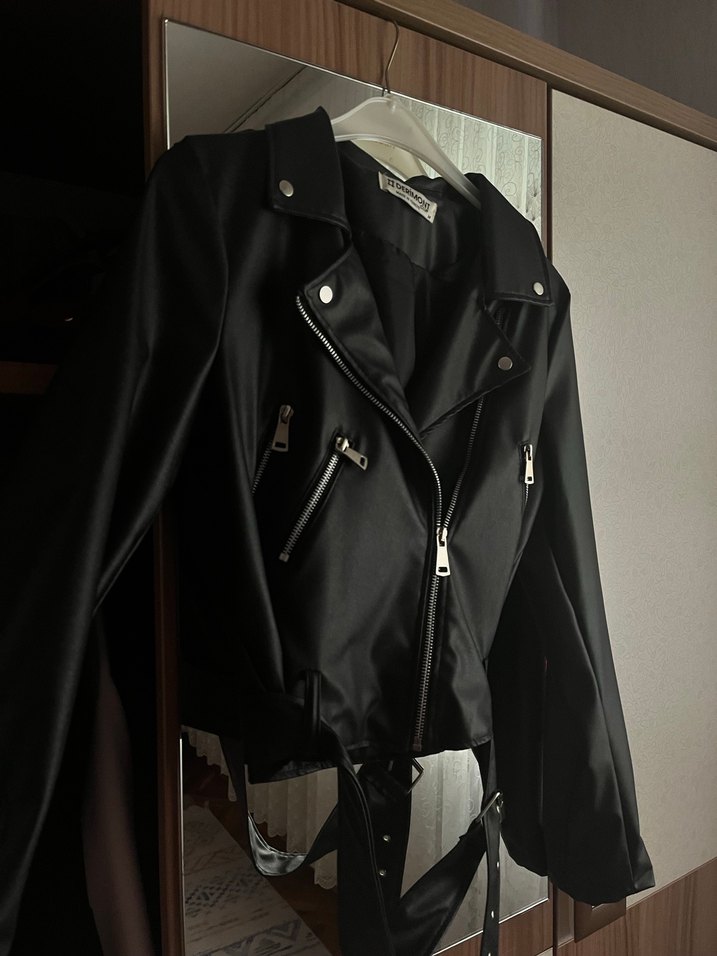 Siyah Deri Biker Ceket - Görsel 2