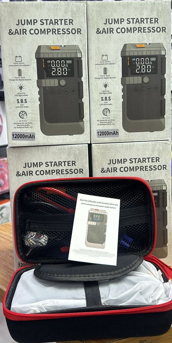 12000mAh Çok Fonksiyonlu Jump Starter ve Hava Kompresörü - Görsel 2