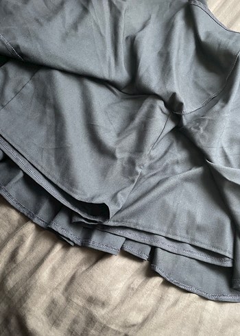 lacivert  Keten Fırfırlı Midi Etek - Görsel 2