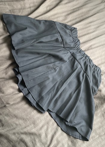 lacivert  Keten Fırfırlı Midi Etek - Görsel 4