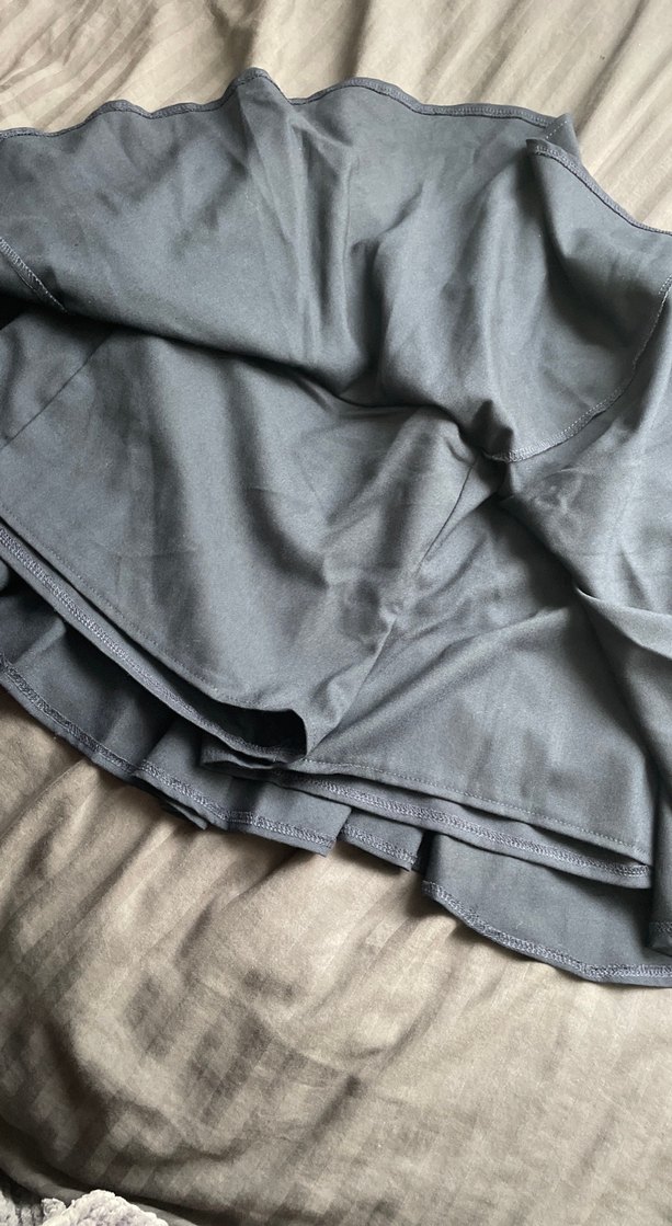 lacivert  Keten Fırfırlı Midi Etek - Görsel 2