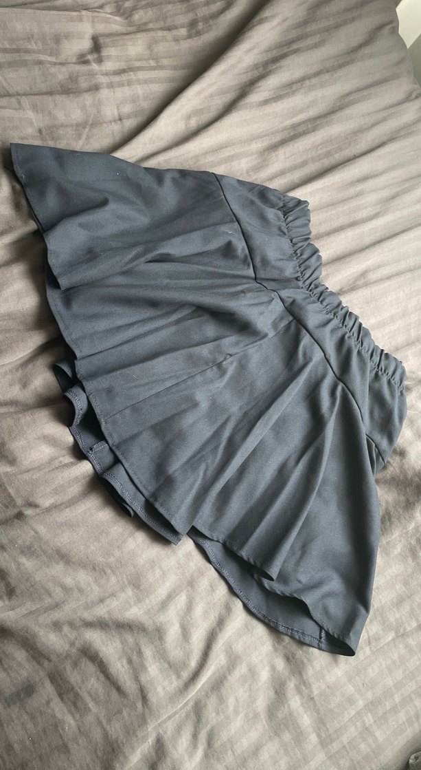 lacivert  Keten Fırfırlı Midi Etek - Görsel 4