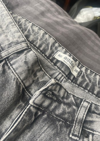 Gri Bol Kesim Kadın Jean Pantolon - Görsel 2