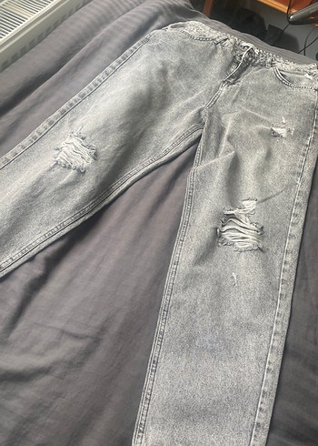 Gri Bol Kesim Kadın Jean Pantolon - Görsel 3