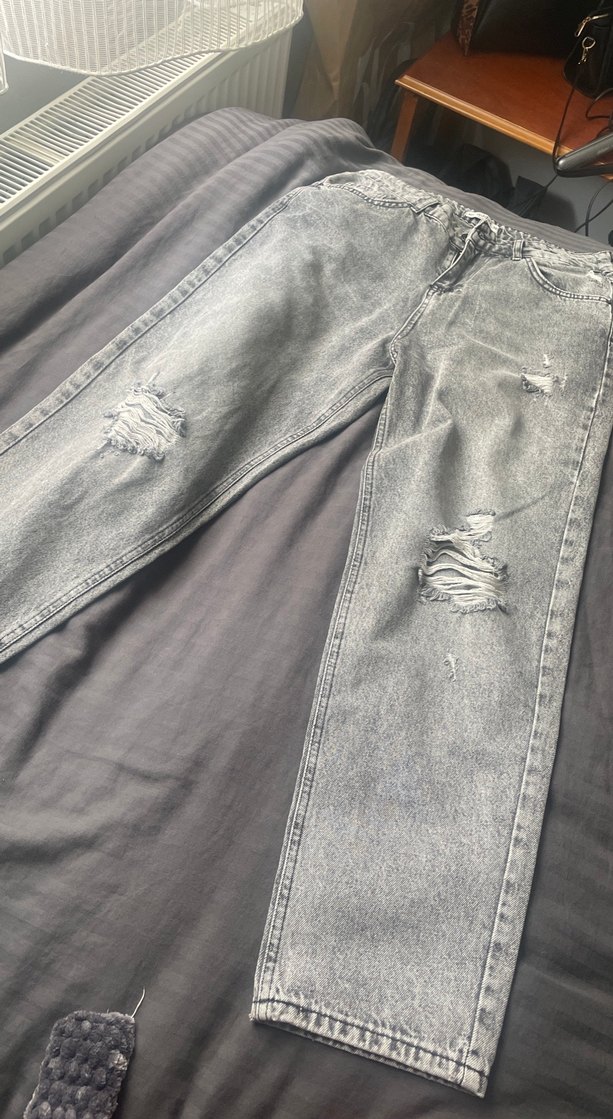 Gri Bol Kesim Kadın Jean Pantolon - Görsel 3