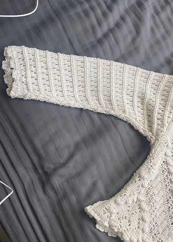 Bohem Beyaz Örgü Kadın Kazak - Görsel 2