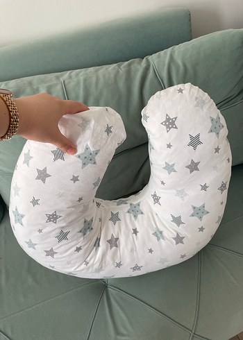 Gri Yıldız Desenli Emzirme ve Hamilelik Yastığı - Görsel 2