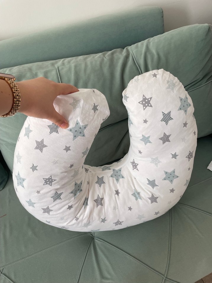 Gri Yıldız Desenli Emzirme ve Hamilelik Yastığı - Görsel 2