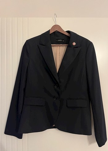 Düğmeli Siyah Kadın Blazer Ceket