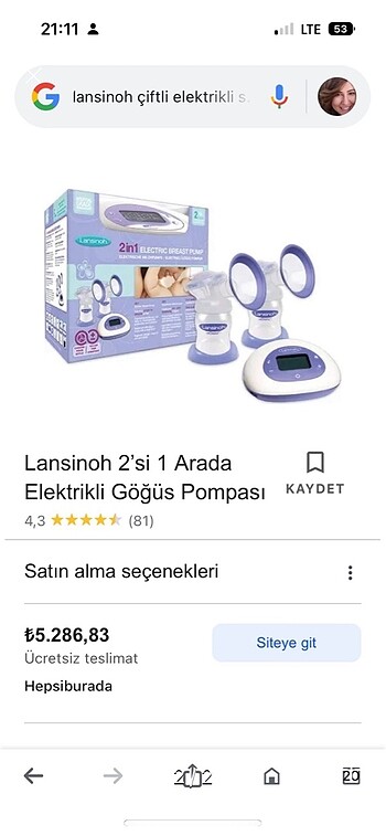 Lansinoh Lansinoh çiftli pompa