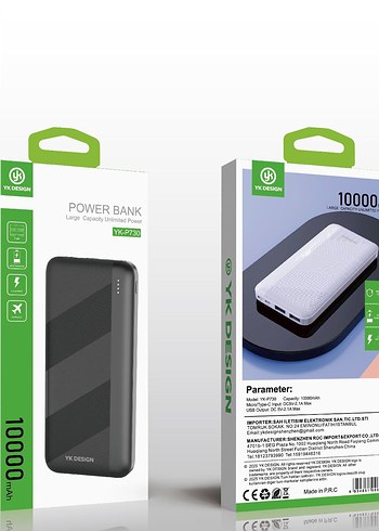 10000mAh Beyaz Power Bank