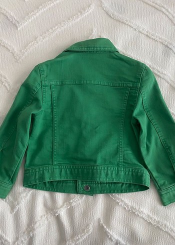 Kız Çocuk Yeşil Düğmeli Denim Ceket - Görsel 3