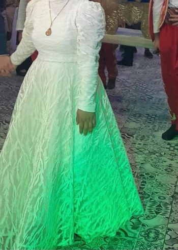 Uzun Kollu Beyaz İşlemeli sünnet Elbisesi - Görsel 2