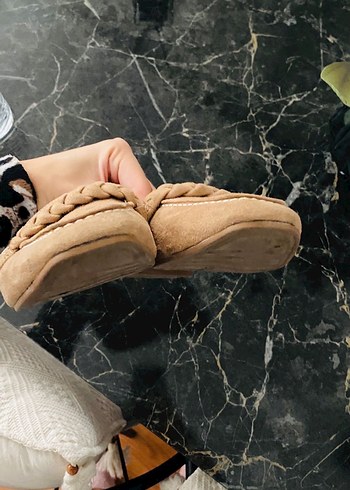 Bej Süet Örgü Detaylı Kadın Babet - Görsel 2