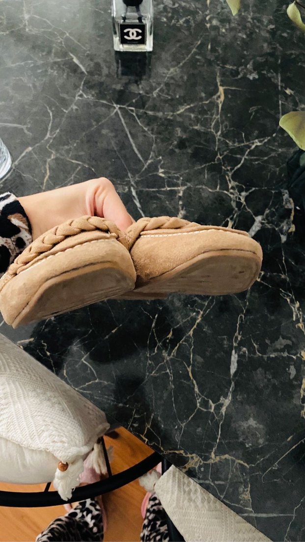 Bej Süet Örgü Detaylı Kadın Babet - Görsel 2