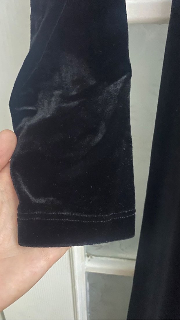 Siyah Süet Uzun Kollu Kemerli Uzun Elbise - Görsel 3