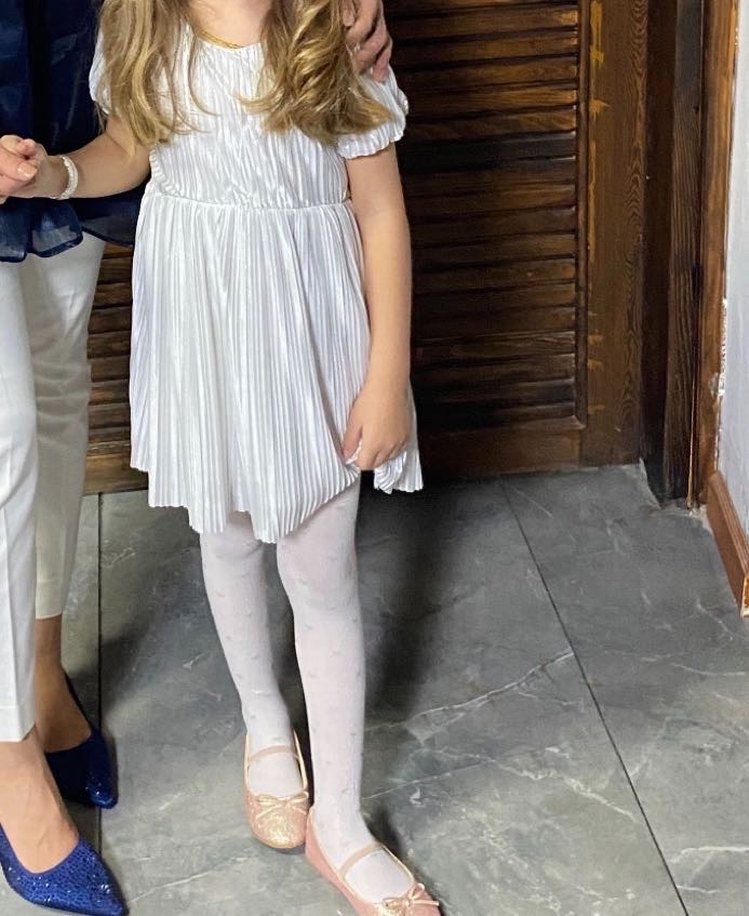 Kız Çocuk Pilili Beyaz Elbise - Görsel 2