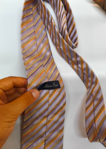 Sabri Özel Erkek Bej Gri Çizgili Kravat - Görsel 6