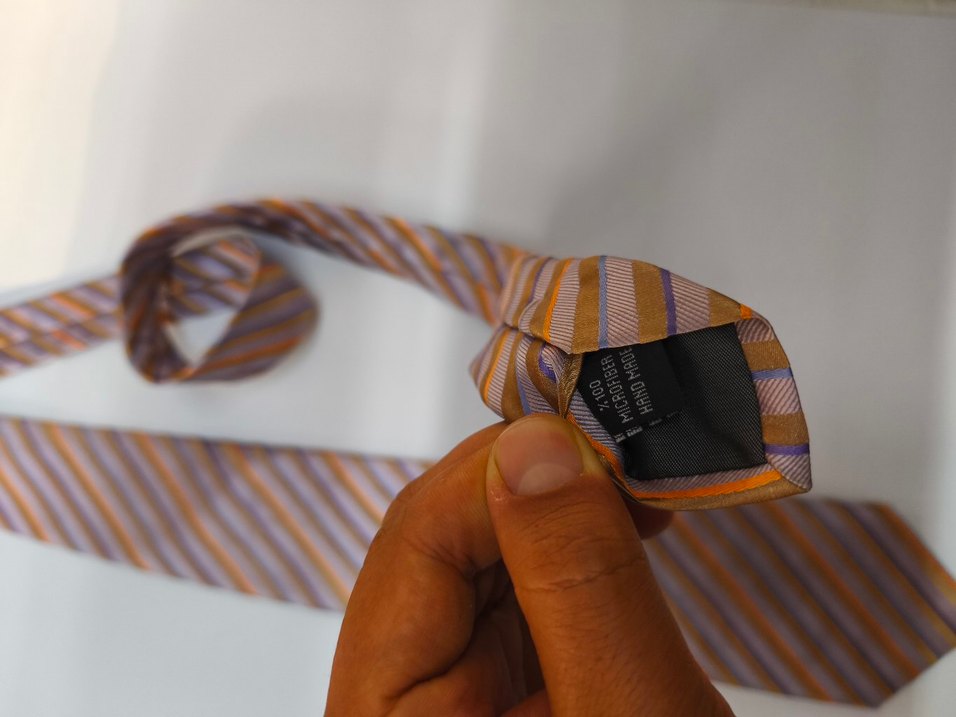 Sabri Özel Erkek Bej Gri Çizgili Kravat - Görsel 3