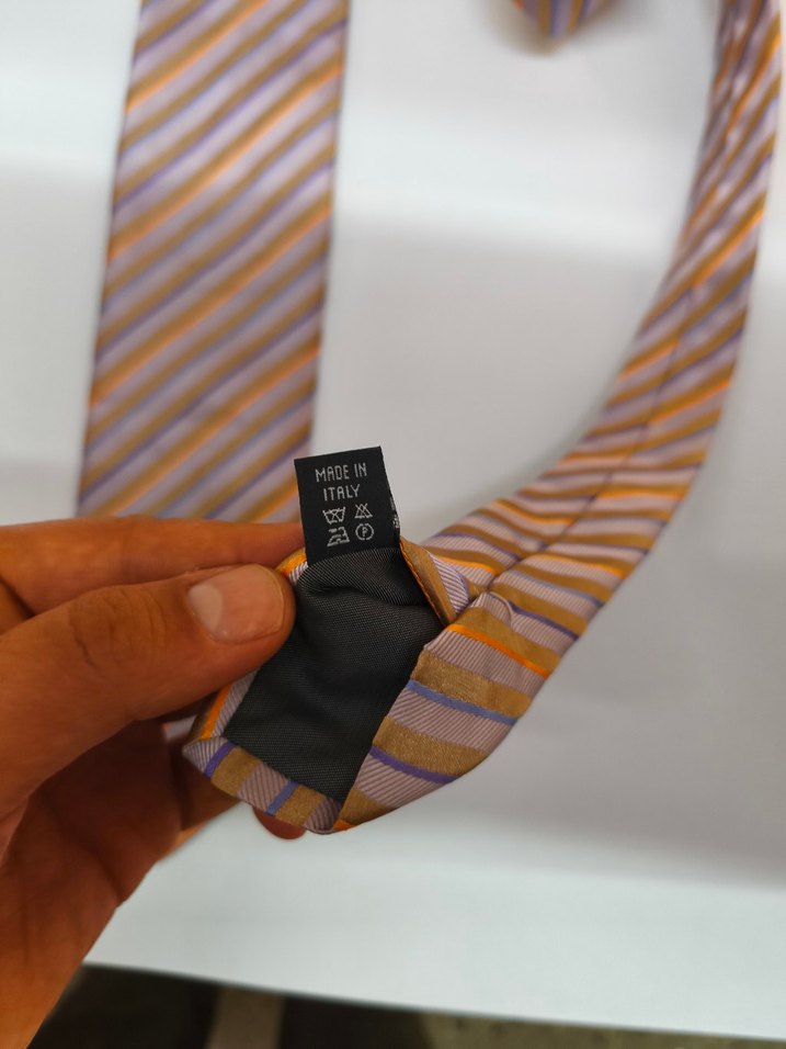 Sabri Özel Erkek Bej Gri Çizgili Kravat - Görsel 4