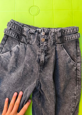 Bershla Kadın Gri Bol Kesim Denim Pantolon - Görsel 7