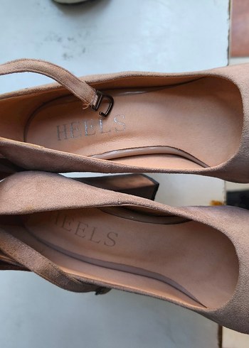 Bej Süet Platform Topuklu Kadın Ayakkabı HEELS MARKA - Görsel 7