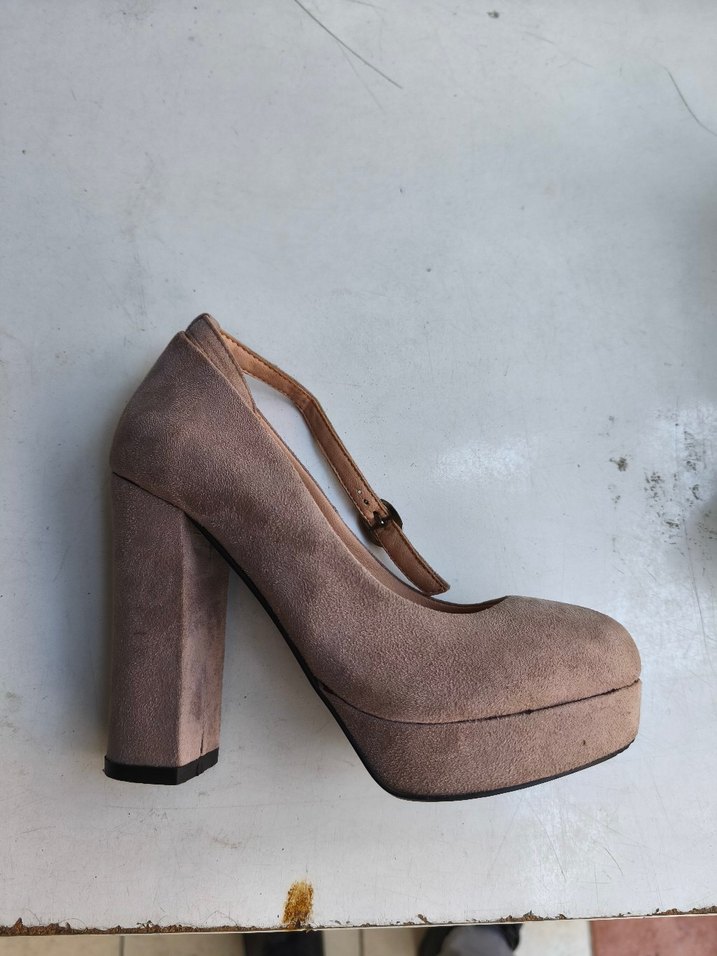 Bej Süet Platform Topuklu Kadın Ayakkabı HEELS MARKA - Görsel 4