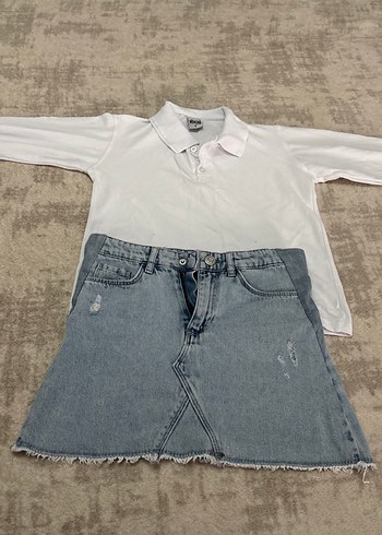 Gri Mini Denim Etek