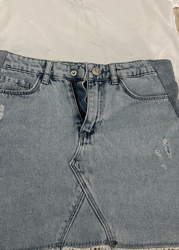 LC Waikiki Gri Mini Denim Etek