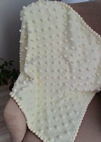 Krem Örgü Popcorn Bebek Battaniyesi - Görsel 2