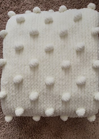Krem Örgü Popcorn Bebek Battaniyesi - Görsel 4