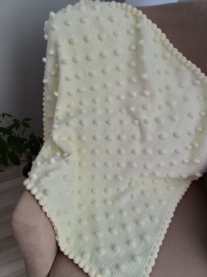 Krem Örgü Popcorn Bebek Battaniyesi - Görsel 2