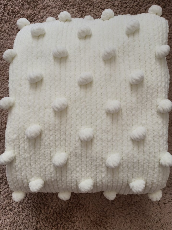 Krem Örgü Popcorn Bebek Battaniyesi - Görsel 4