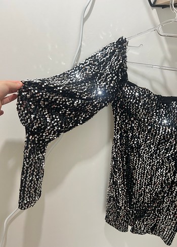 Siyah Payetli Mini Yılan Desenli Abiye Elbise - Görsel 2