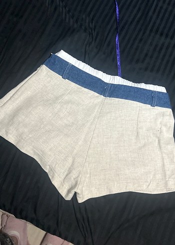 Bej Pilili Kadın Mini Şort - Görsel 2