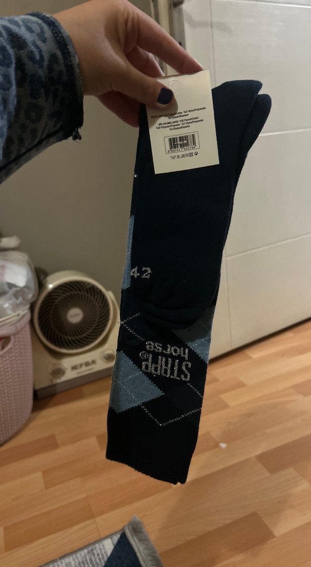 Gri Desenli kadınMidi Çorap - Görsel 2