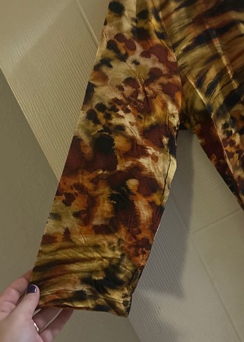 Kahverengi Uzun V Yaka Bohem Elbise - Görsel 2