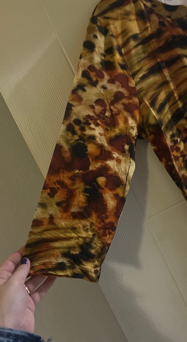 Kahverengi Uzun V Yaka Bohem Elbise - Görsel 2