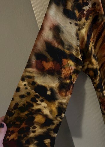 Kadın Kahverengi Uzun Bağlama Desenli Elbise - Görsel 2