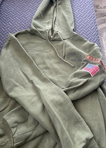 Kadın yeşil Kapüşonlu Fermuarlı Sweatshirt