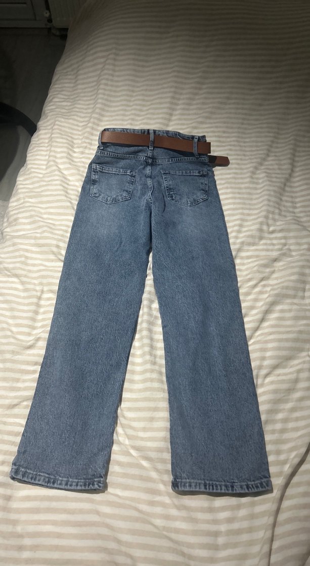 Kemerli Kadın Denim Jean Pantolon - Görsel 3