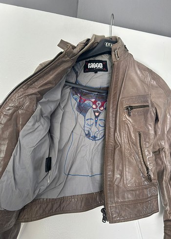 Derimod Kahverengi Deri Biker Ceket