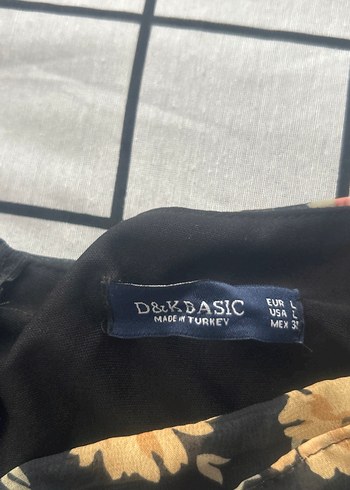 l Beden çeşitli Renk Çiçek Desenli Uzun Kollu Midi Elbise