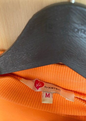 Koton Turuncu Kadın Sweatshirt, Yuvarlak Yaka, Rahat Kesim