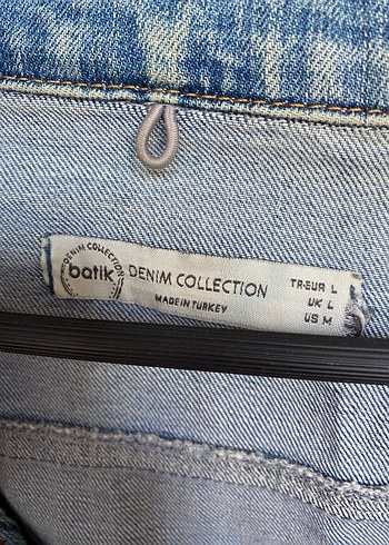 l Beden Kadın Mavi Düğmeli Denim Ceket
