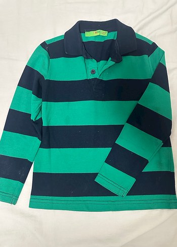 2 adet Polo ve Limon Uzun Kollu Yeşil Çizgili Erkek Polo Tişört